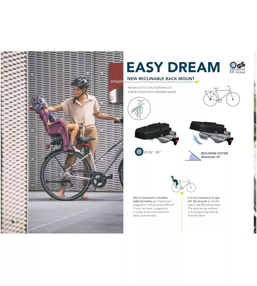 SEGGIOLINO POSTERIORE PER BICICLETTA BELLELLI "MR FOX " LUXE EASY DREAM FOREST , PORTATA MASSIMA 22 KG
