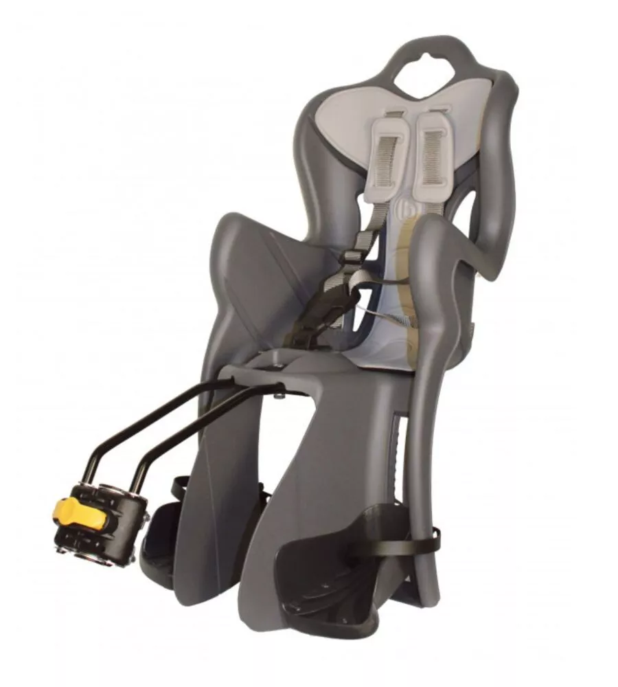 SEGGIOLINO BICI POSTERIORE BELLELLI "B-ONE LUX" GRIGIO SCURO, PORTATA MASSIMA 22 KG