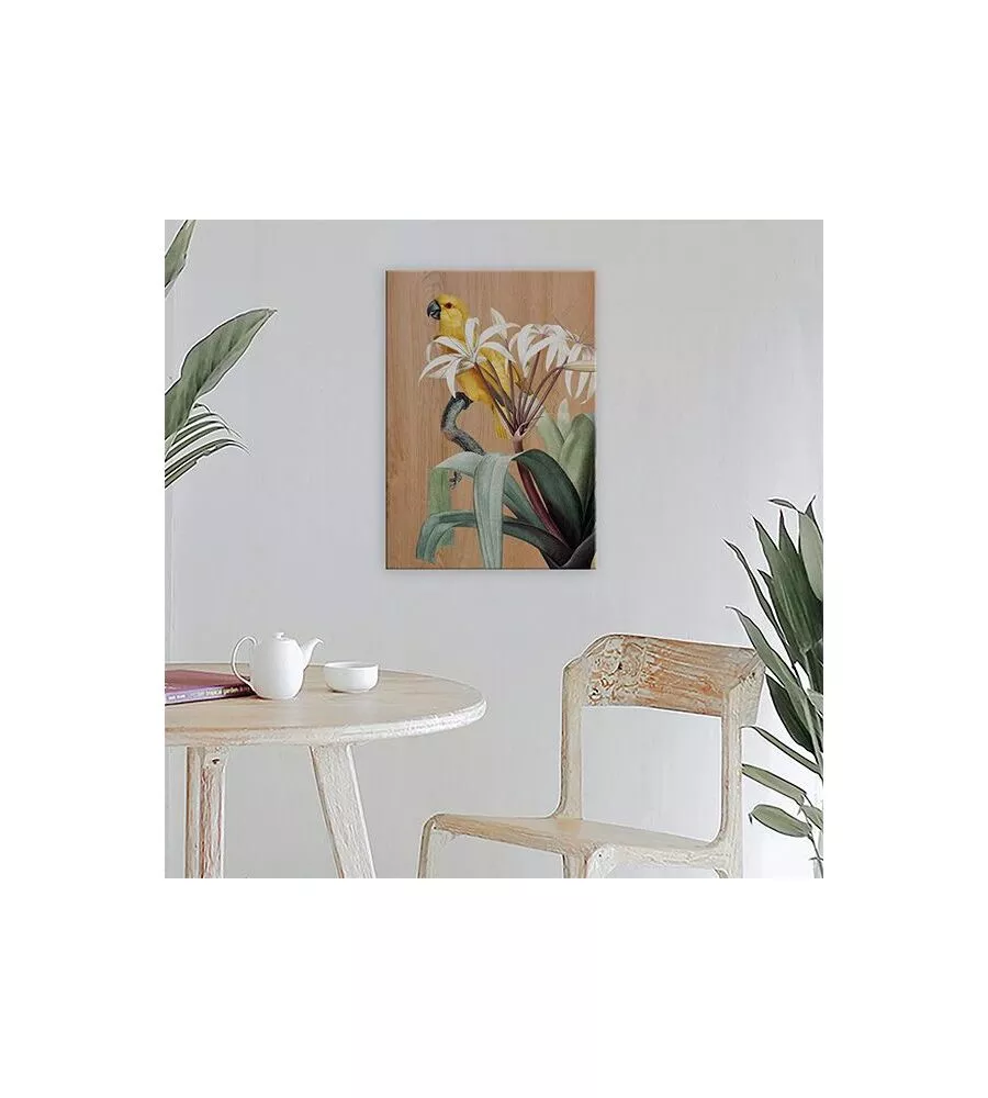 QUADRO IN LEGNO "YELLOW PARROT", 47X67 CM