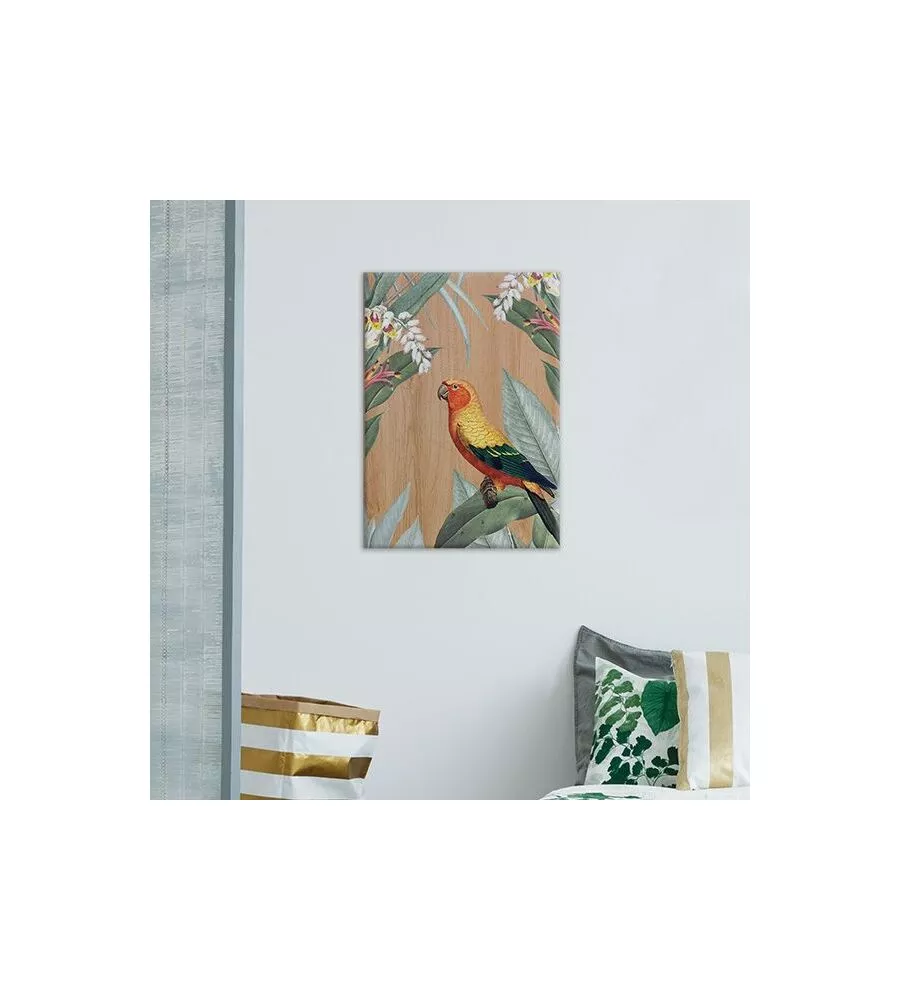 QUADRO IN LEGNO "MULTICOLORS PARROT", 47X67 CM