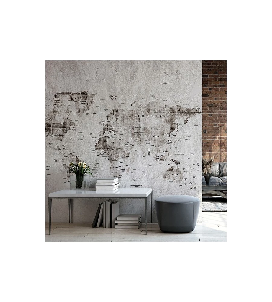 FOTOMURALE ADESIVO "GROUNGE MAP" IN PVC, 416X280 CM