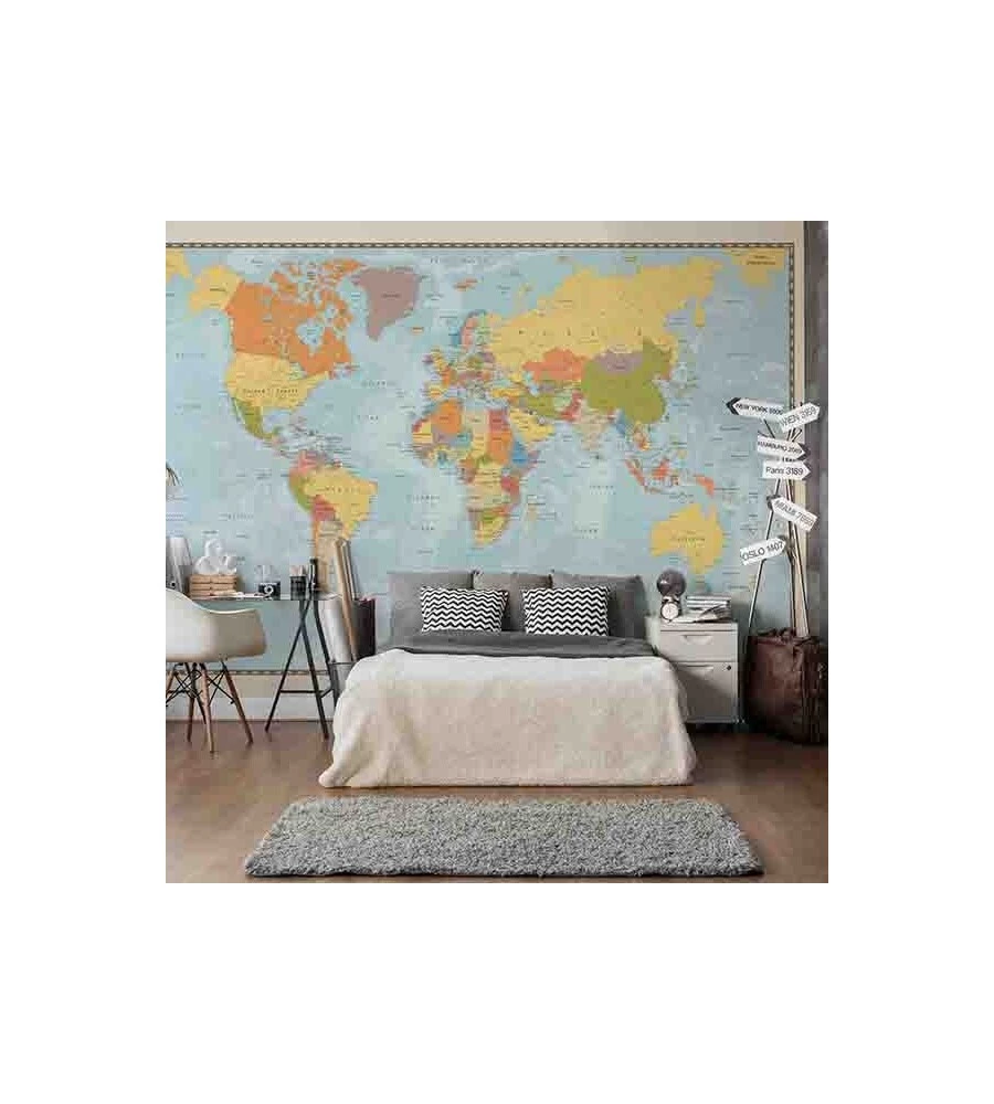 FOTOMURALE ADESIVO "MAPPA POLITICA" IN PVC, 416X280 CM