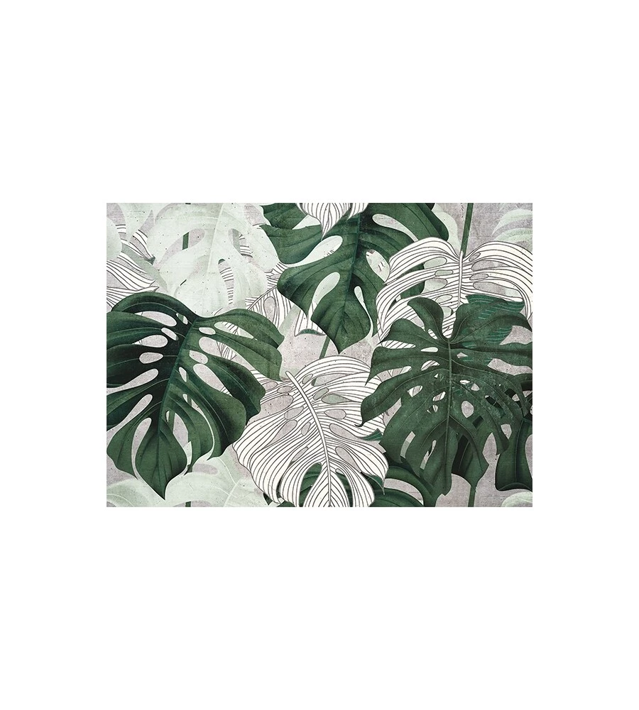 FOTOMURALE ADESIVO "TROPICAL LEAVES" IN PVC, 416X280 CM