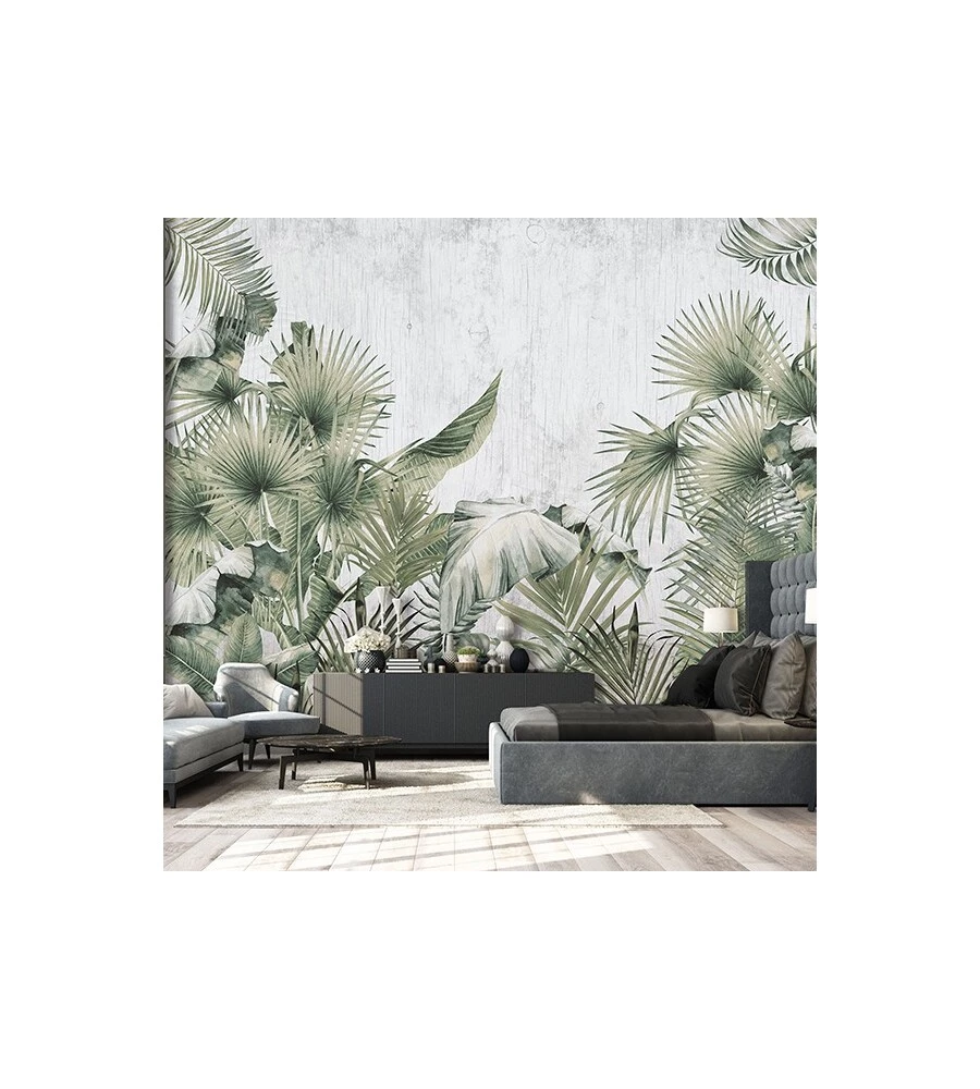 FOTOMURALE ADESIVO "WOOD&LEAVES" IN PVC, 416X280 CM