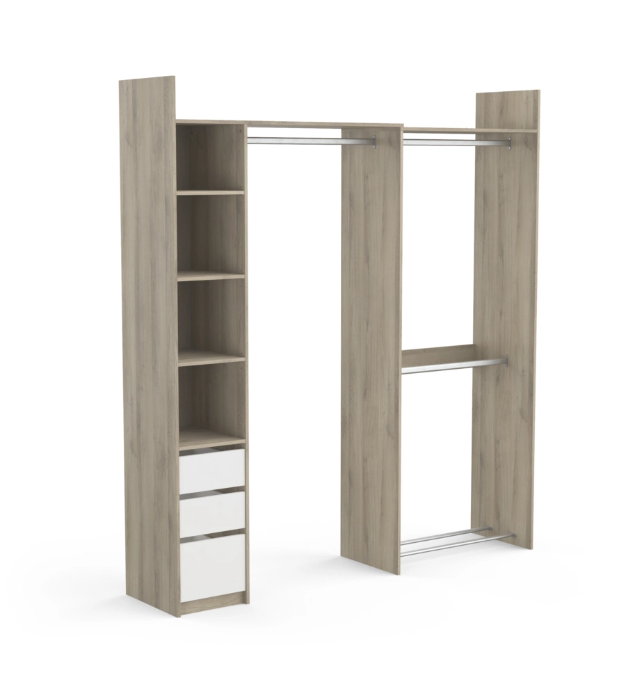 CABINA ARMADIO ANGOLARE "SWING" BIANCO E QUERCIA, 199X43X218 CM