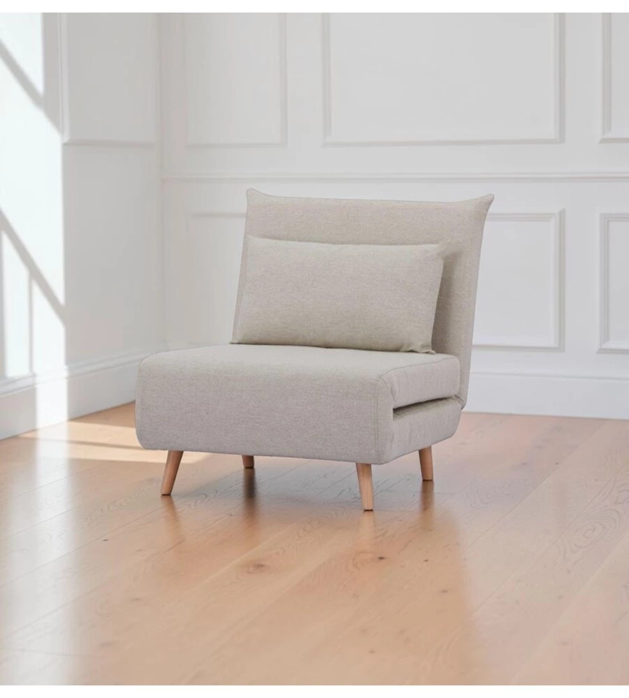 POLTRONA LETTO "DREAM" TESSUTO BEIGE, 82X90X84 CM