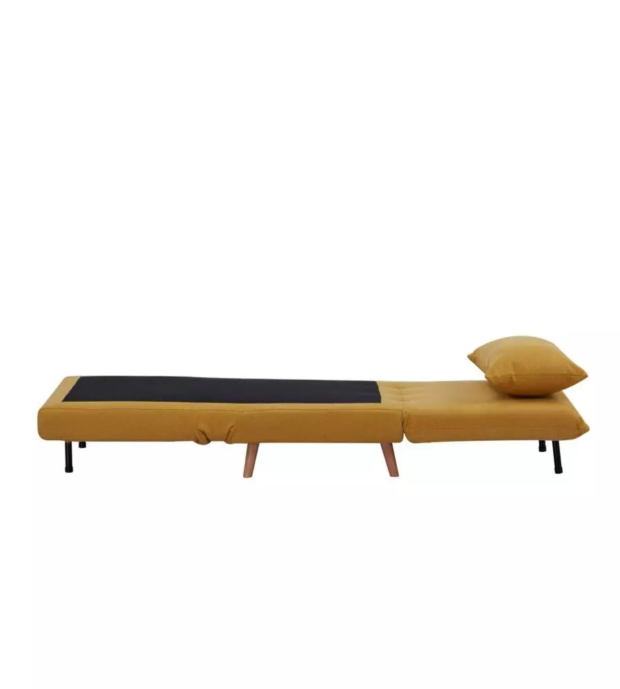 POLTRONA LETTO "DREAM" IN TESSUTO COLOR SENAPE, 82X90X84 CM
