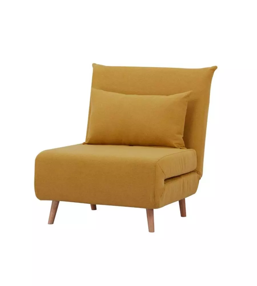 POLTRONA LETTO "DREAM" IN TESSUTO COLOR SENAPE, 82X90X84 CM