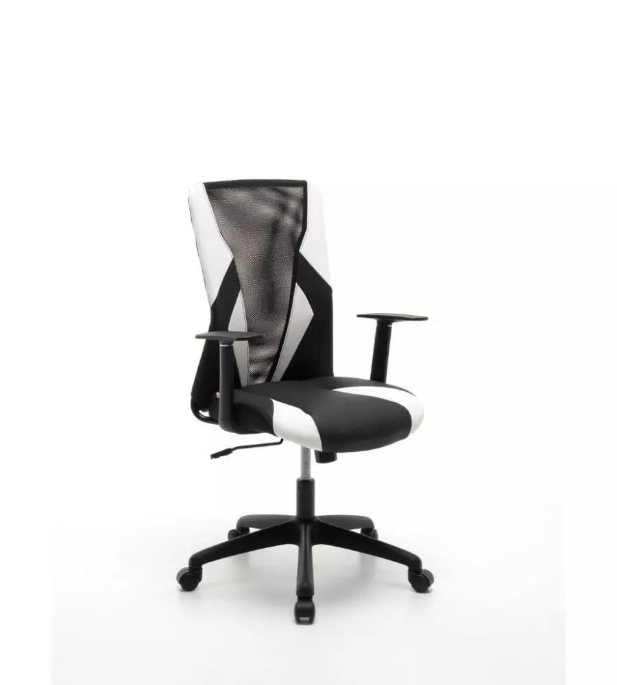 SEDIA DA GAMING BIANCA E NERA, 54X62X95 CM