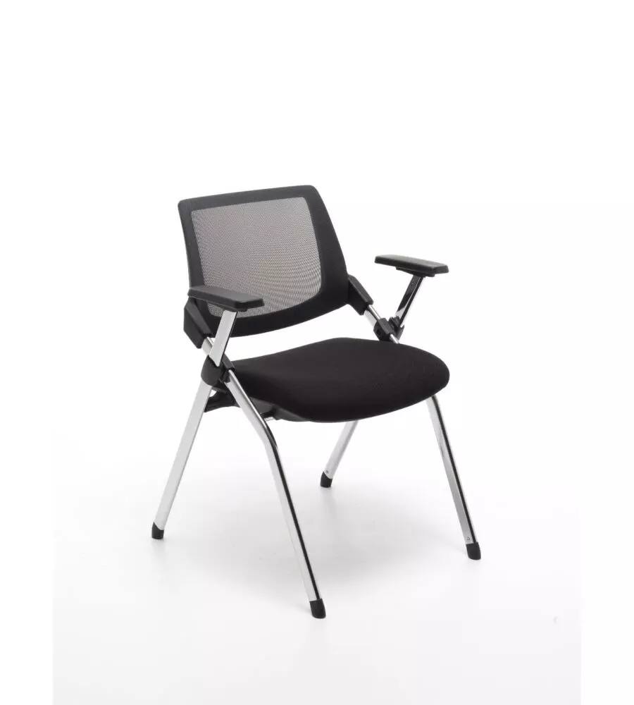 SEDIA DA UFFICIO "BRIFING" PIEGHEVOLE NERA E GRIGIA, 61X60X80 CM