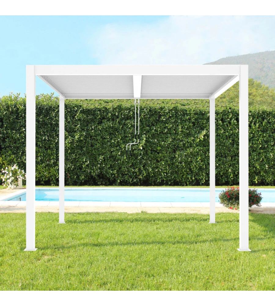 GAZEBO PERGOLA BIOCLIMATICA DA ESTERNO ELICA GARDEN BIANCA IN ALLUMINIO - 3X3X2,5 M