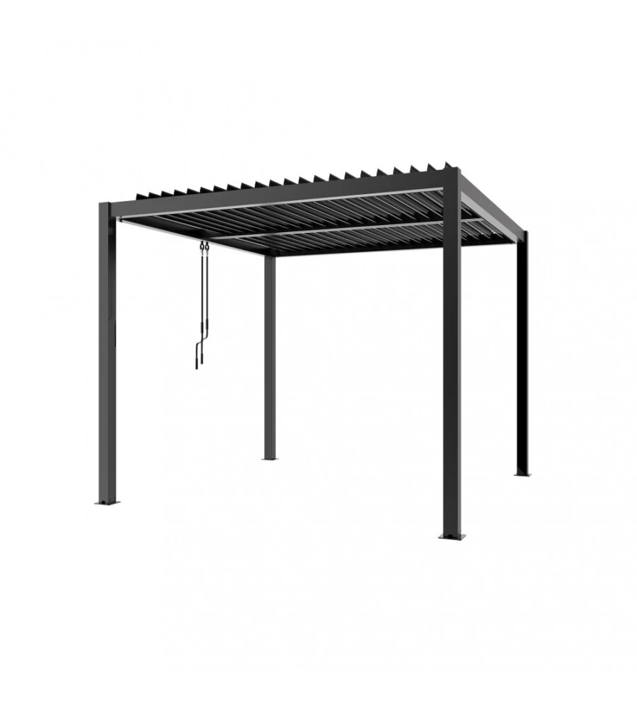 GAZEBO PERGOLA BIOCLIMATICA DA ESTERNO ELICA GARDEN GRIGIO SCURO IN ALLUMINIO - 3X3X2,5 M