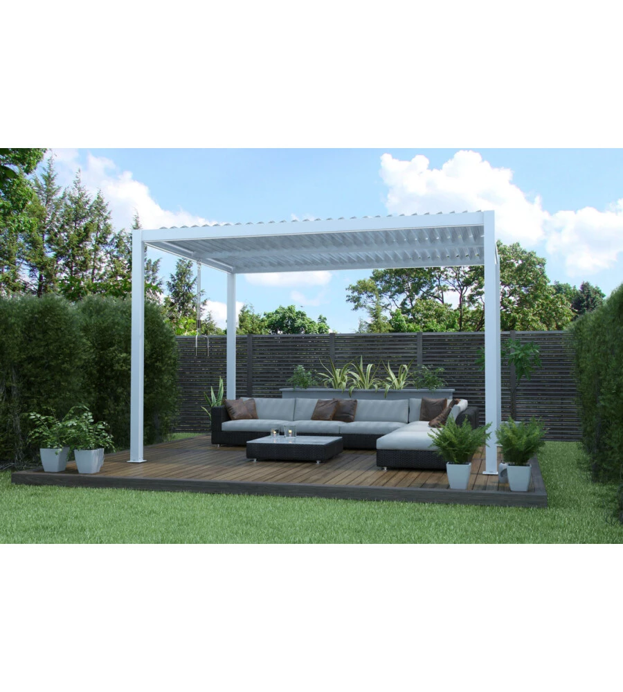 GAZEBO PERGOLA BIOCLIMATICA DA ESTERNO ELICA GARDEN BIANCA IN ALLUMINIO - 3X4 M