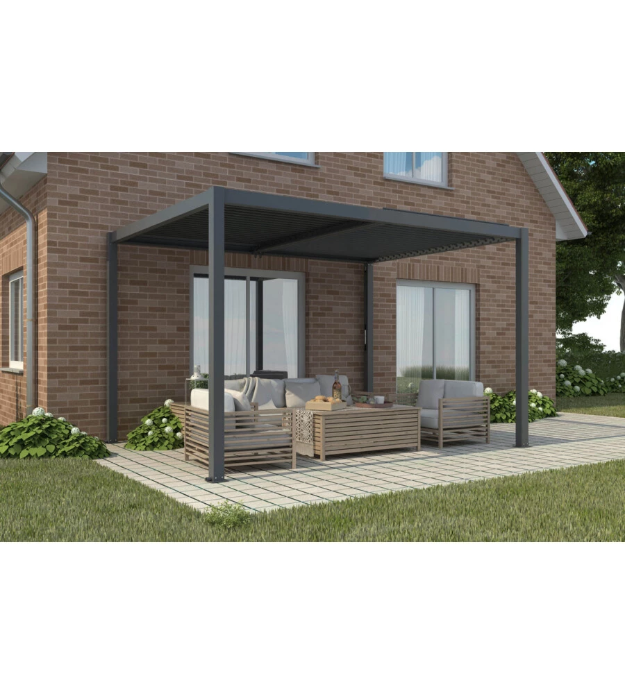 GAZEBO PERGOLA BIOCLIMATICA DA ESTERNO ELICA GARDEN ANTRACITE IN ALLUMINIO - 3X4 M