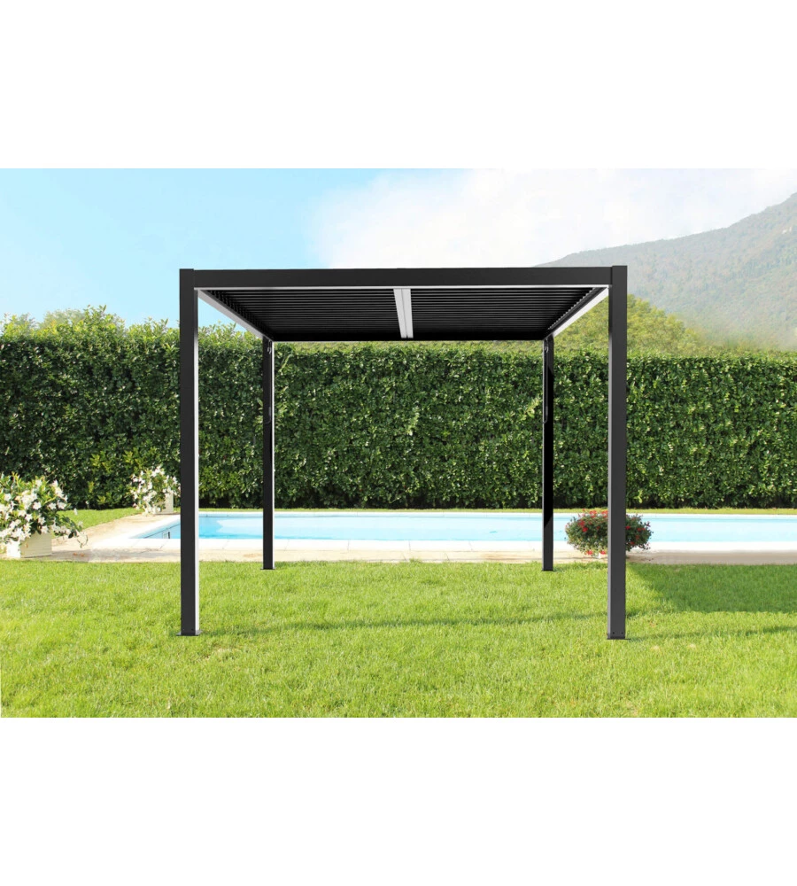 GAZEBO PERGOLA BIOCLIMATICA DA ESTERNO ELICA GARDEN ANTRACITE IN ALLUMINIO - 4X4 M