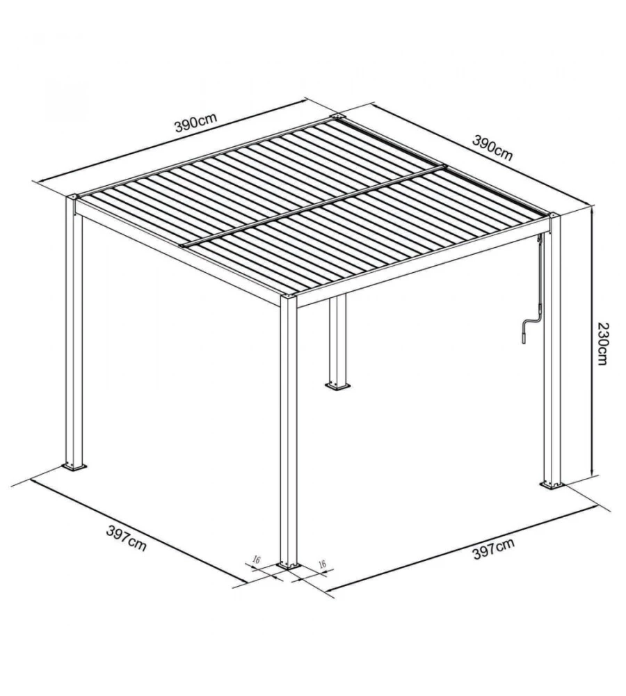 GAZEBO PERGOLA BIOCLIMATICA DA ESTERNO ELICA GARDEN ANTRACITE IN ALLUMINIO - 4X4 M