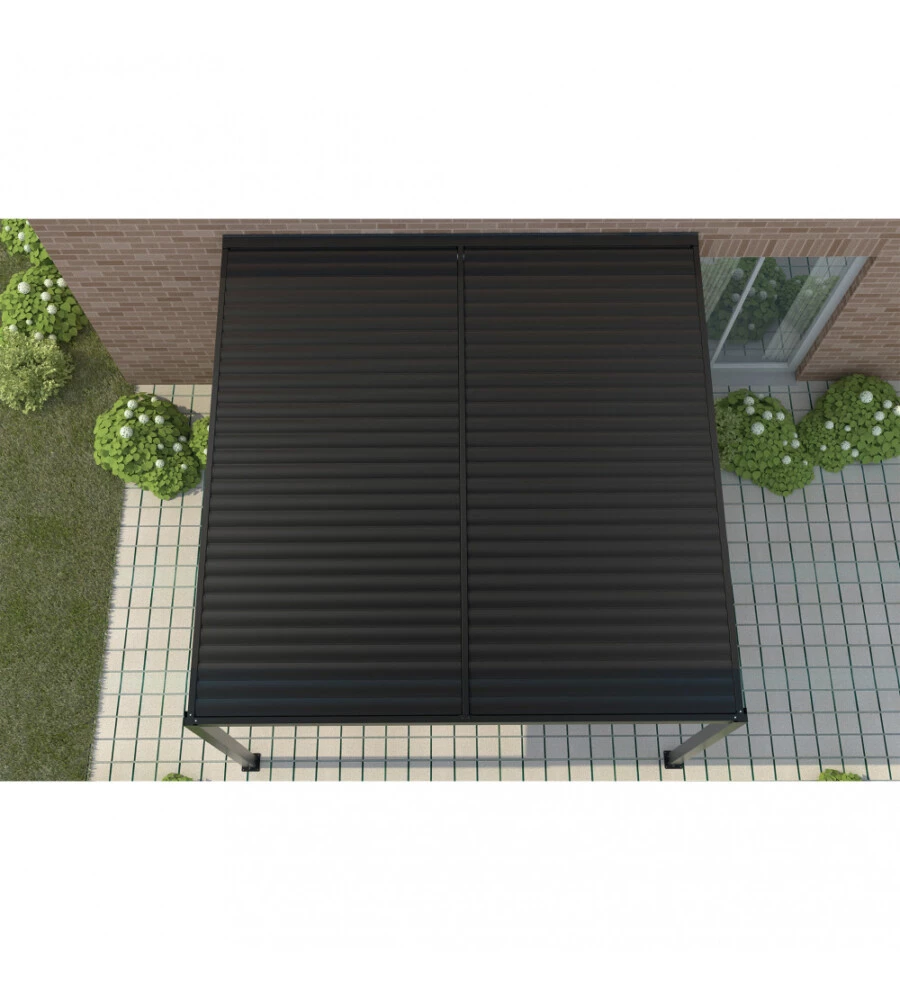 GAZEBO PERGOLA BIOCLIMATICA DA ESTERNO ADDOSSATA ELICA GARDEN ANTRACITE IN ALLUMINIO - 3X4 M