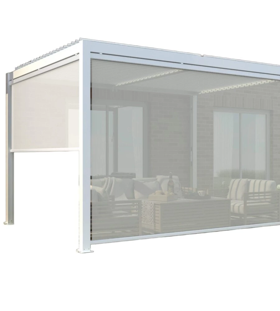 PANNELLO LATERALE PER GAZEBO PERGOLA BIOCLIMATICA DA ESTERNO ELICA GARDEN BIANCO, 3X4 MT