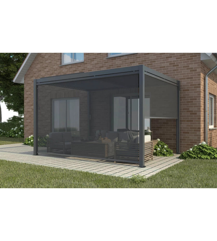 PANNELLO LATERALE PER GAZEBO PERGOLA BIOCLIMATICA DA ESTERNO ELICA GARDEN ANTRACITE, 3X4 MT
