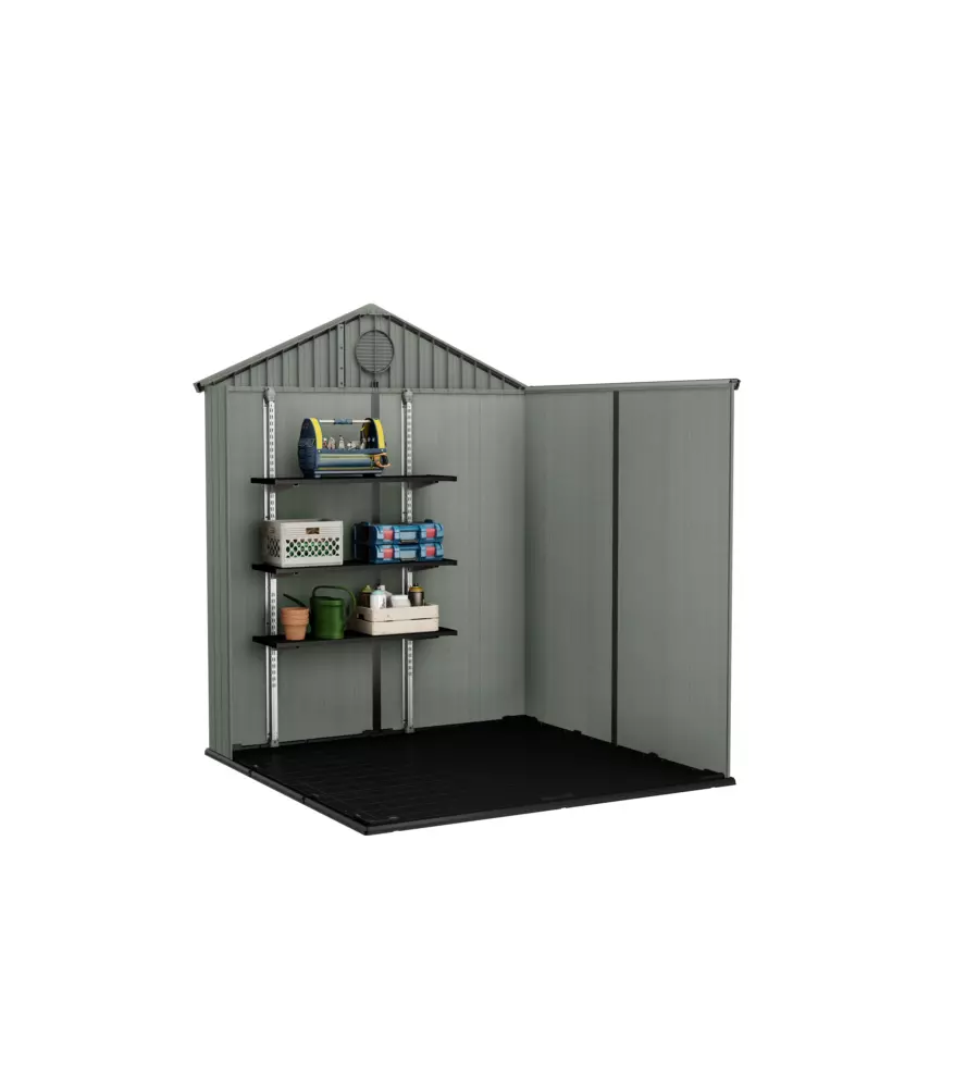 CASETTA DA GIARDINO KETER "DARWIN 6x6" IN EVOTECH+ COLORE VERDE CON PORTA BATTENTE DOPPIA 190X183X221 CM