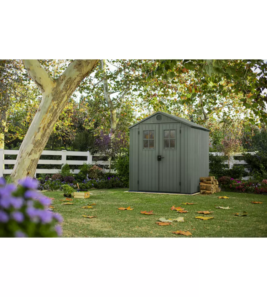 CASETTA DA GIARDINO KETER "DARWIN 6x6" IN EVOTECH+ COLORE VERDE CON PORTA BATTENTE DOPPIA 190X183X221 CM