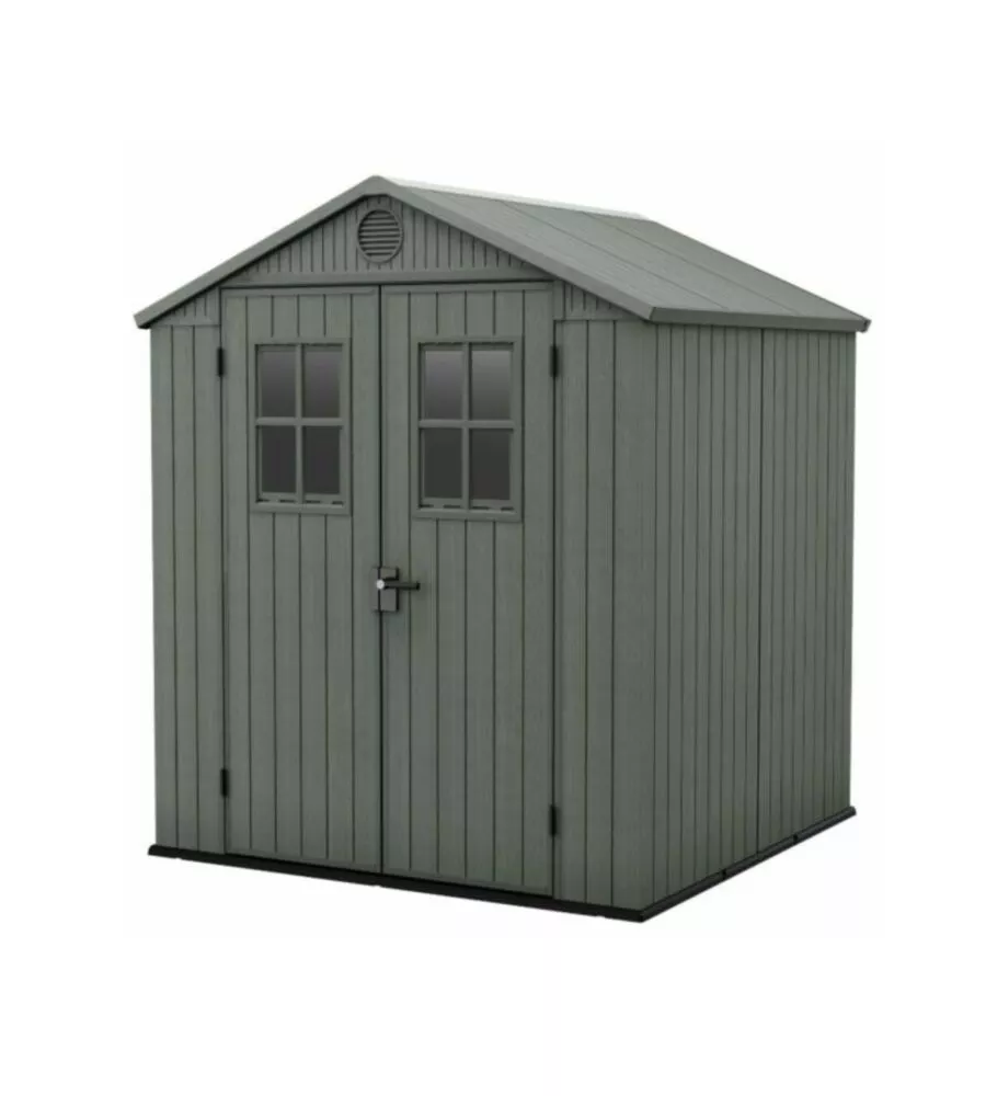 CASETTA DA GIARDINO KETER "DARWIN 6x6" IN EVOTECH+ COLORE VERDE CON PORTA BATTENTE DOPPIA 190X183X221 CM
