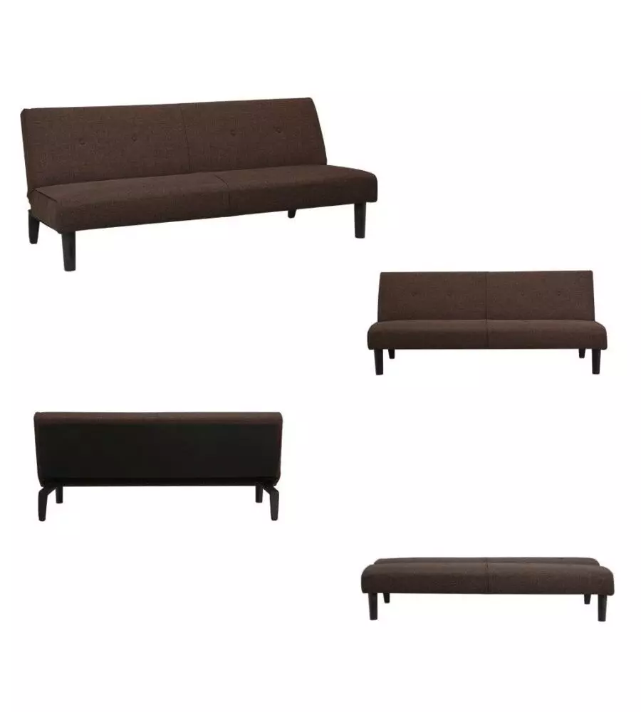 DIVANO LETTO "OLIVER" IN TESSUTO MARRONE, 180X93X77 CM