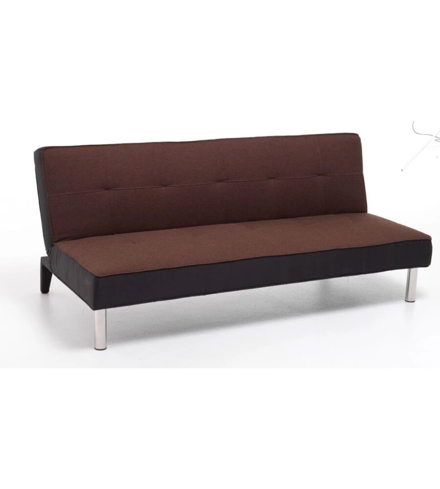 DIVANO LETTO "OLIVER" IN TESSUTO MARRONE, 180X93X77 CM
