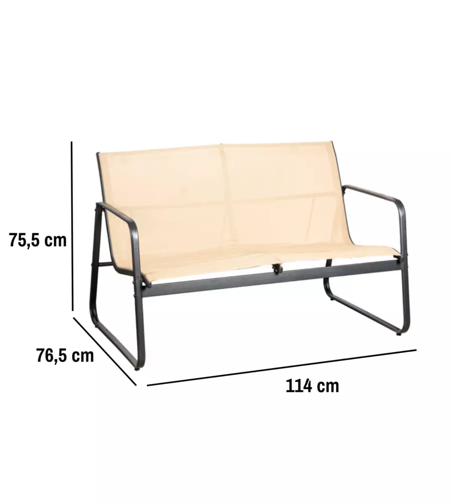 SET DA GIARDINO EUROGARDEN "MAGNOLIA" IN ACCIAIO E TEXTILENE BEIGE 4 SEDUTE E TAVOLINO