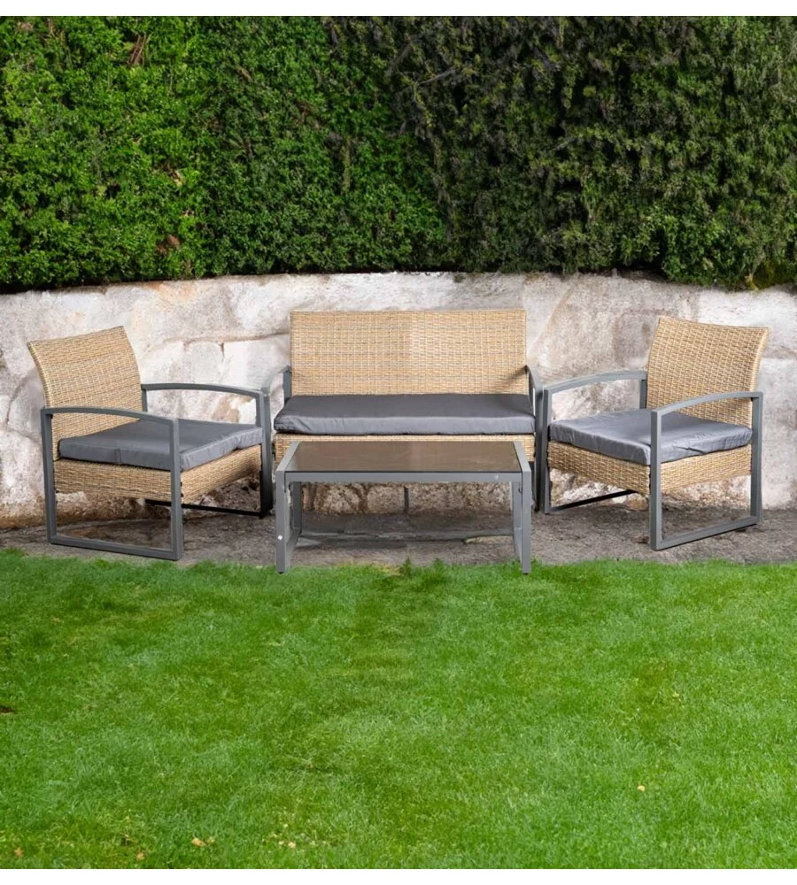 SET DA GIARDINO EUROGARDEN "IRIS" MIELE 4 SEDUTE E TAVOLINO