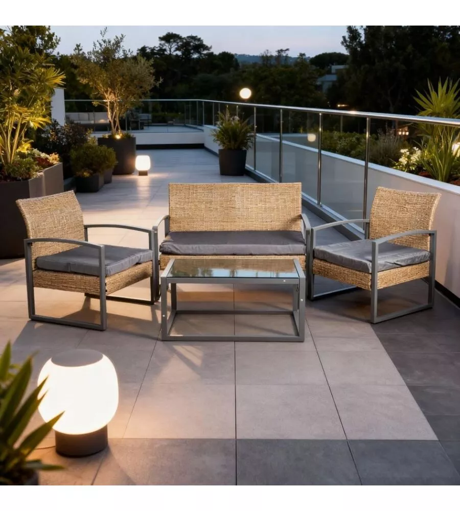 SET DA GIARDINO EUROGARDEN "IRIS" MIELE 4 SEDUTE E TAVOLINO