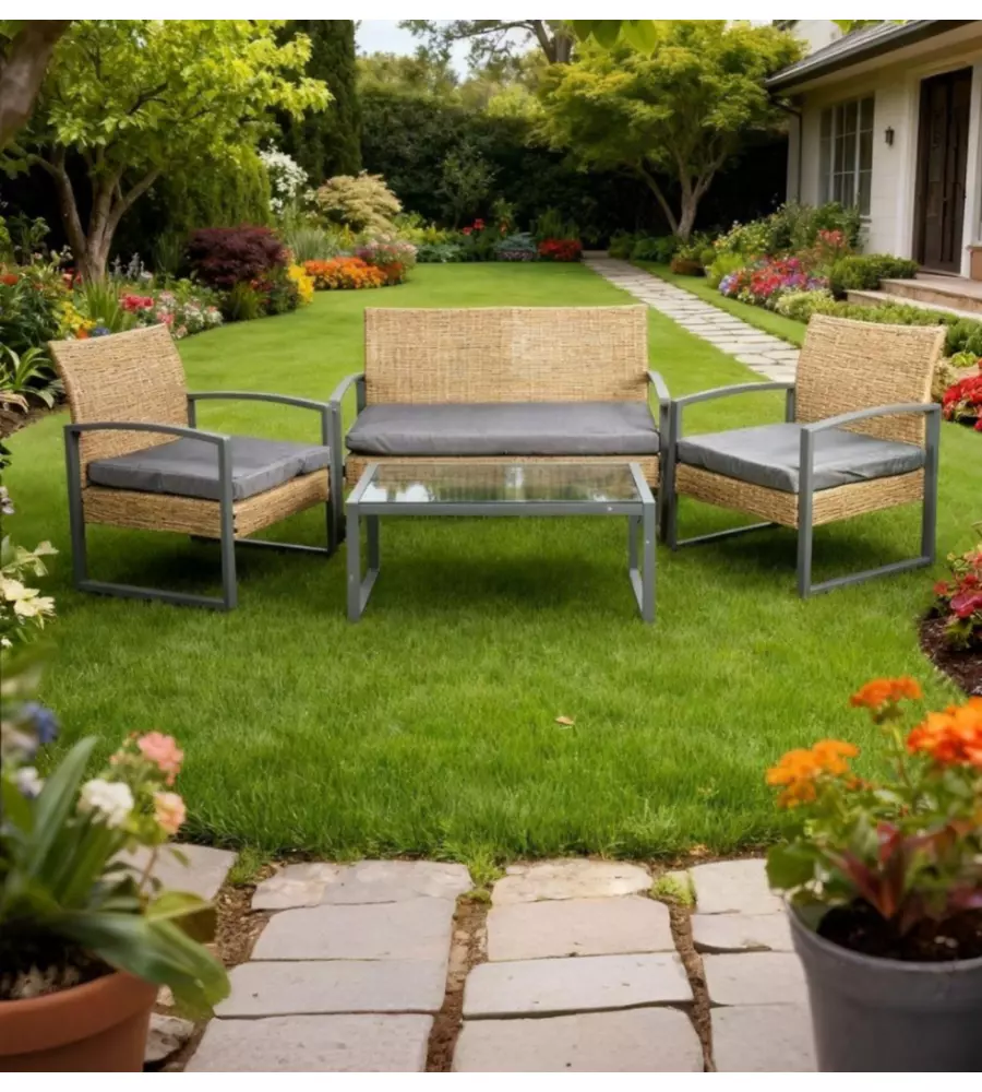 SET DA GIARDINO EUROGARDEN "IRIS" MIELE 4 SEDUTE E TAVOLINO