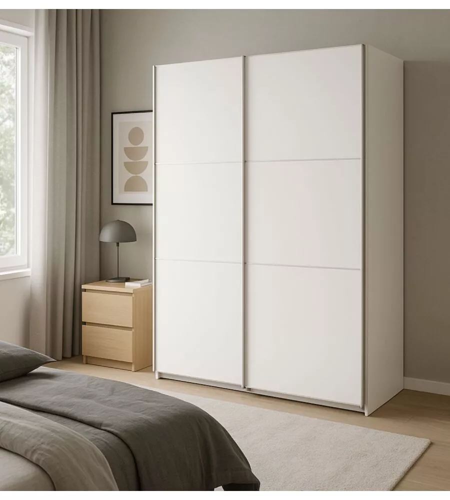 ARMADIO ANTE SCORREVOLI "GHOST" BIANCO 148X59X203 CM