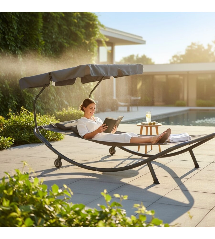 LETTINO AMACA DA ESTERNO CON TETTUCCIO EUROGARDEN GRIGIO 200X110X110 CM