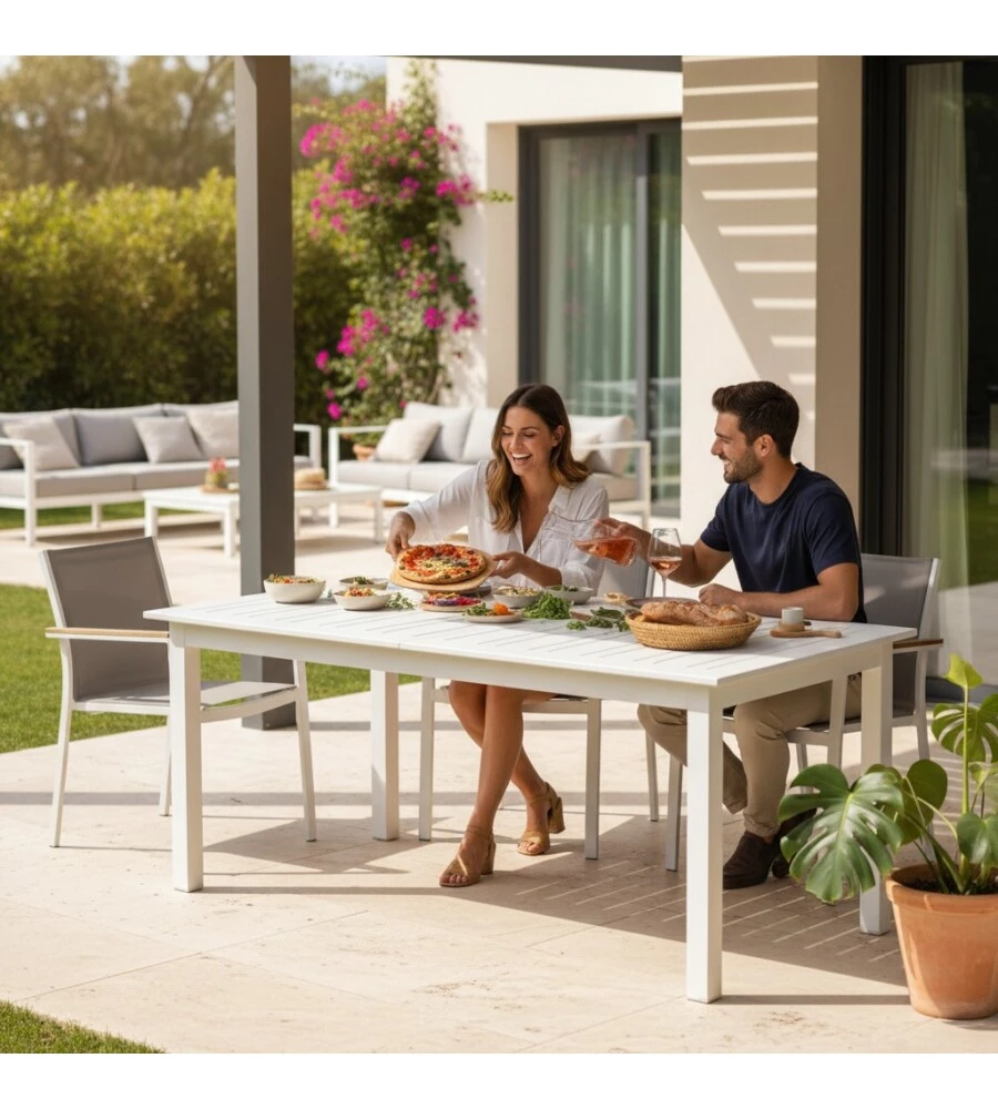 TAVOLO DA ESTERNO ALLUNGABILE EUROGARDEN IN ALLUMINIO GRIGIO CHIARO 216/298X100X75 CM