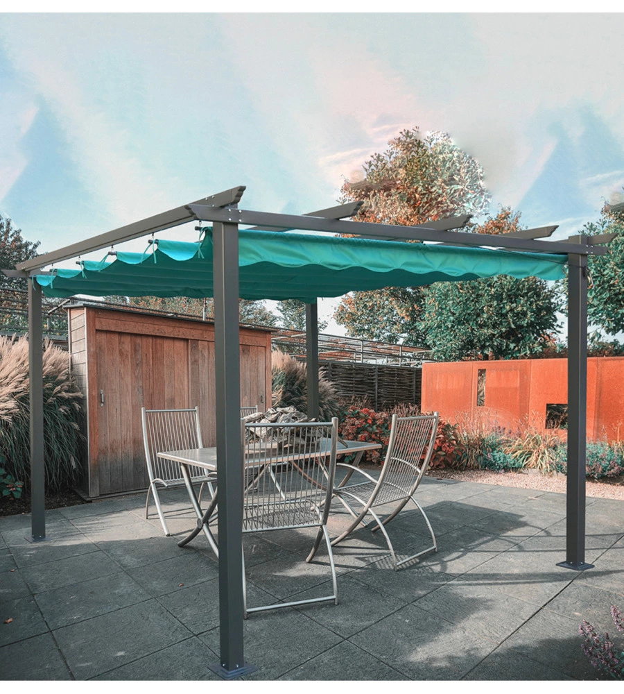 GAZEBO PERGOLA DA ESTERNO EUROGARDEN "DAIANA" IN ACCIAIO VERDE 3X3 M