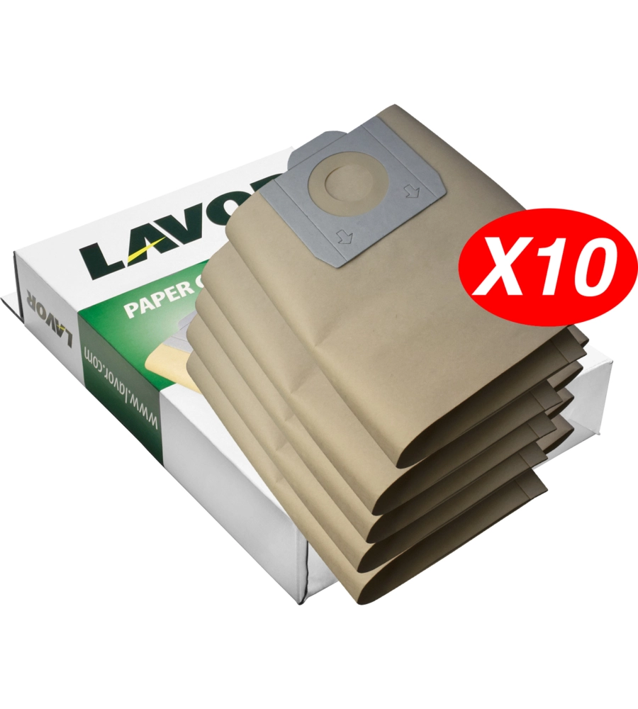 SET 10 SACCHETTI RACCOGLITORI PER ASPIRATORI LAVOR "WD 255 XE" E "WTP 50 XE"