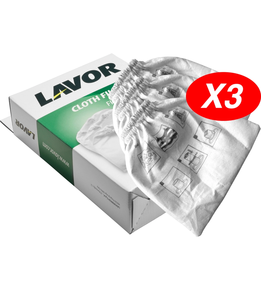 SET 3 FILTRI IN PANNO PER ASPIRATORI LAVOR "ASHLEY 111, 411, 901"