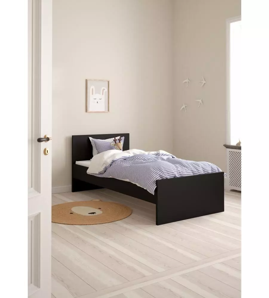 LETTO SINGOLO "NAIA" NERO OPACO 90X190 CM