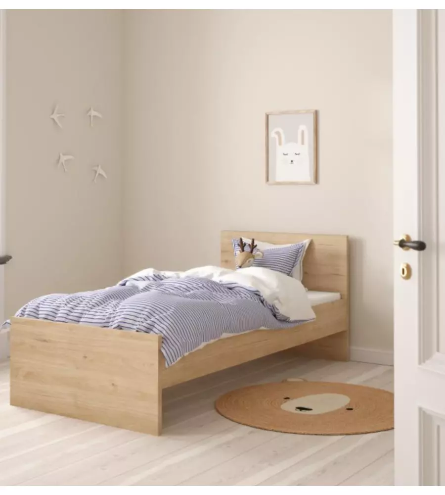 Giroletto singolo rivestito in nobilitato "Naia" effetto quercia 90x190 cm