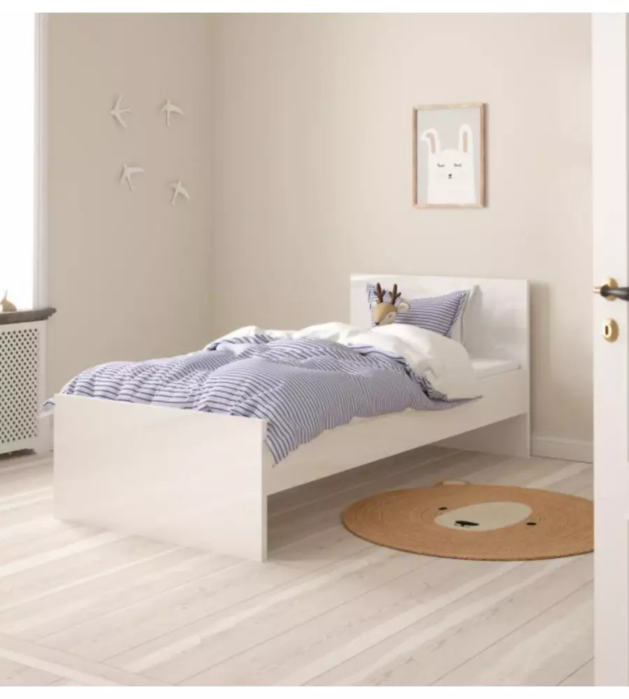 Giroletto singolo "Naia" rivestito in nobilitato bianco lucido 90x190 cm