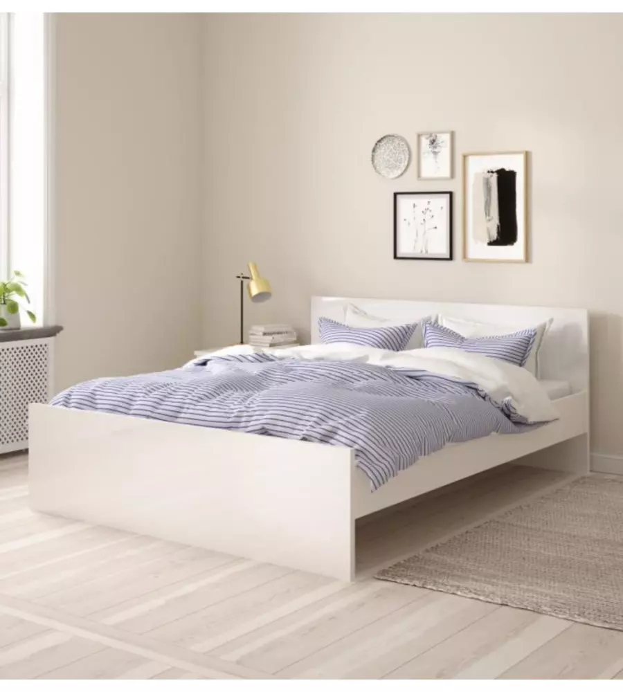 Giroletto matrimoniale "Naia" rivestito in nobilitato bianco lucido 160x200 cm