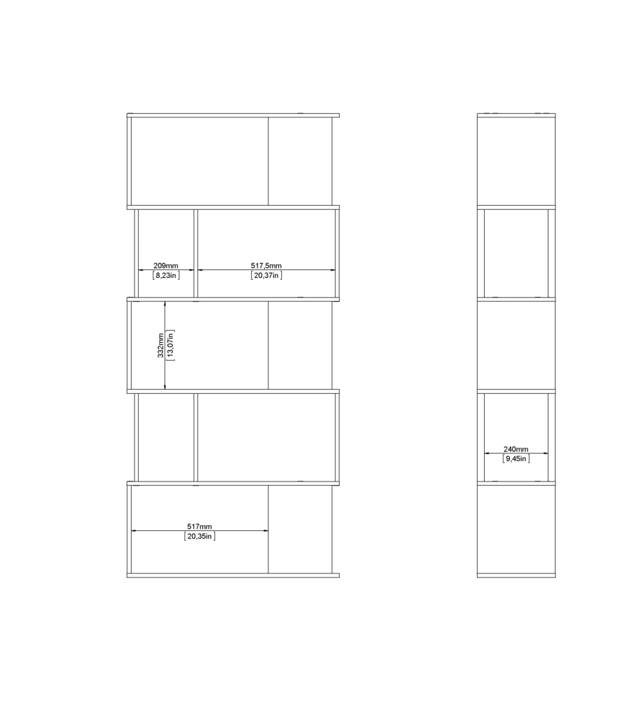 LIBRERIA "LABIRINTO" BIANCO QUERCIA, 80X29,5X173,5 CM