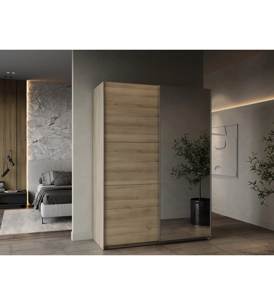 ARMADIO 2 ANTE SCORREVOLI "GHOST" CON SPECCHIO QUERCIA 148X59,9X203 CM