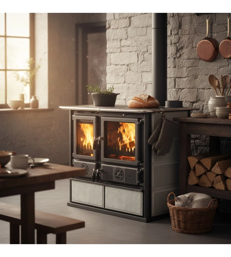 Cucina a legna La Nordica Extraflame "Rosa 5.0" pietra 8.8 kW