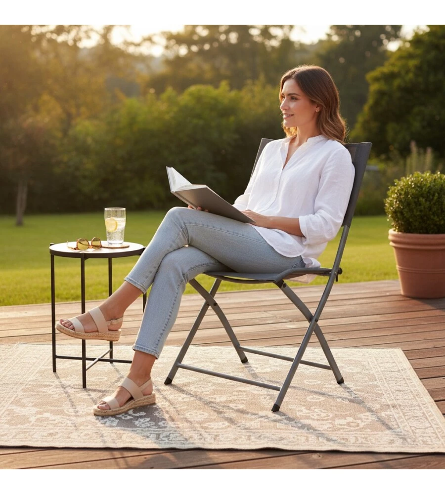 SEDIA PIEGHEVOLE DA ESTERNO EUROGARDEN "AZALEA" GRIGIO 54X51X83 CM