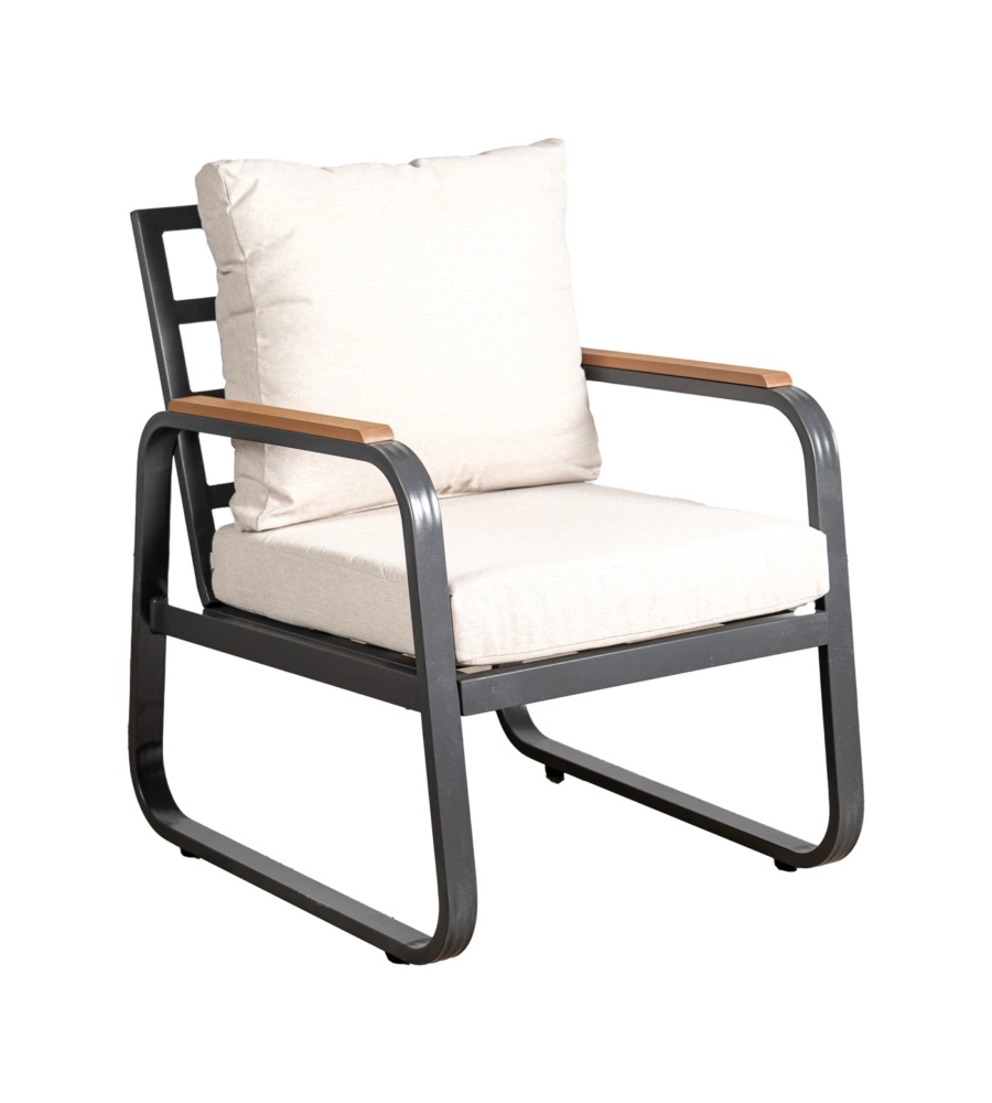SET DA GIARDINO EUROGARDEN "ANTURIUM" IN ALLUMINIO NERO E CUSCINI ECRÙ 4 SEDUTE