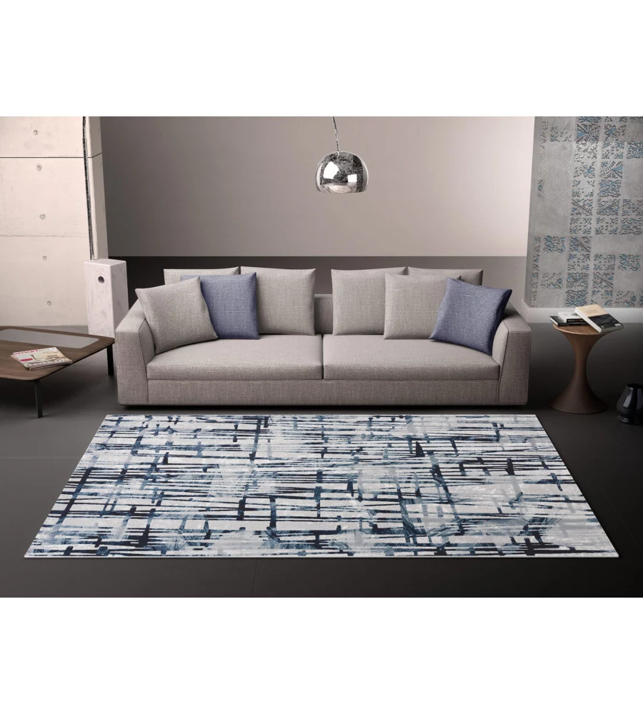 TAPPETO "DOUBLE" CELESTE, 110X170 CM