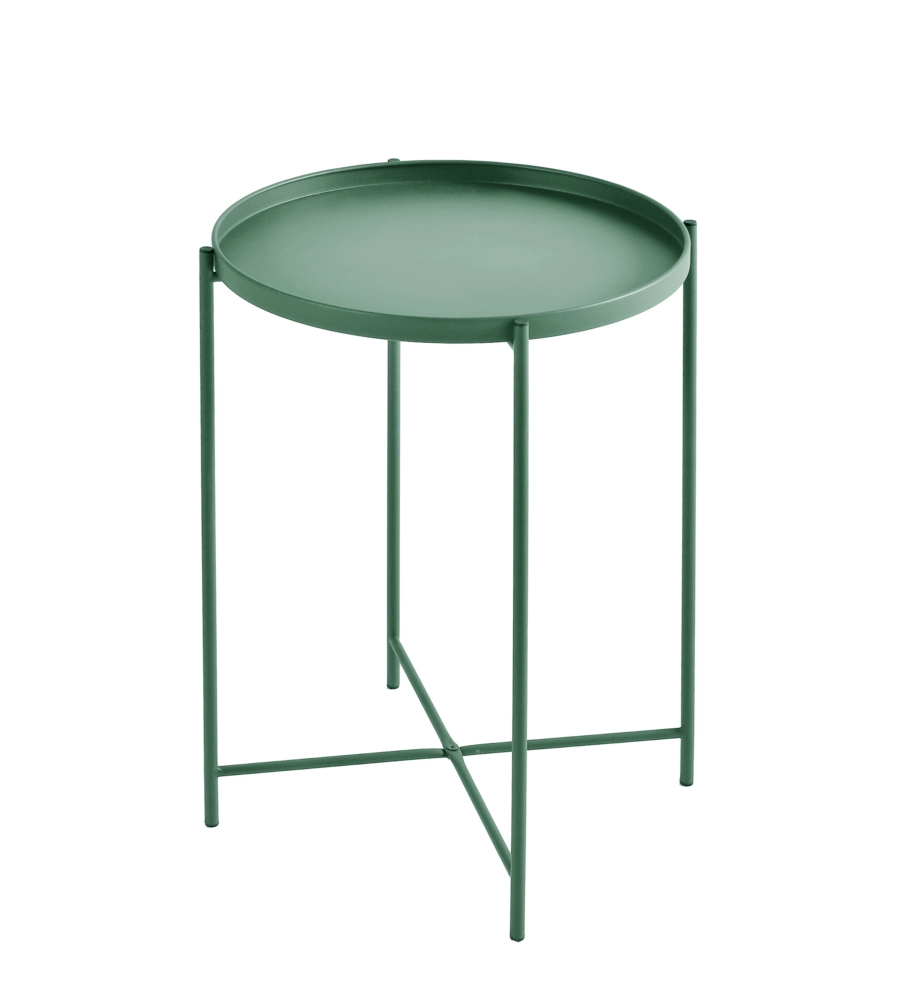 TAVOLINO SALOTTO "FROSTY" IN METALLO VERDE, Ø38 CM