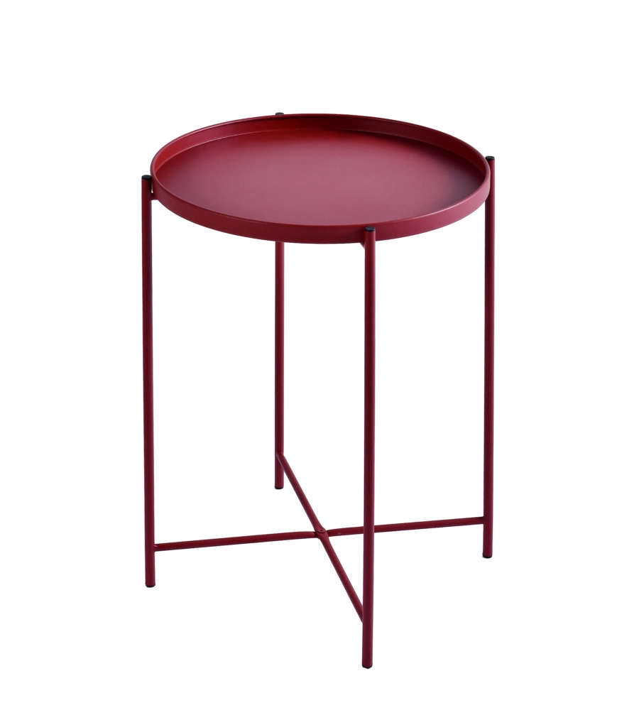 TAVOLINO SALOTTO "FROSTY" IN METALLO ROSSO, Ø38 CM